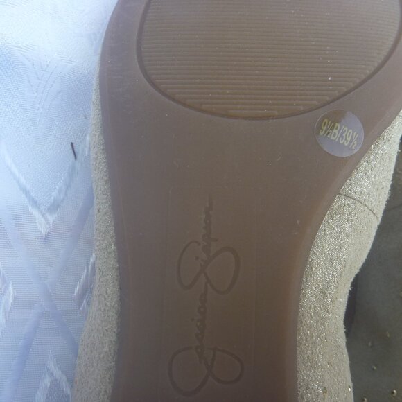New Jessica Simpson 9.5 Sandaze Ballet Flat Gold Crystals Elastic Sparkle - Picture 11 of 14